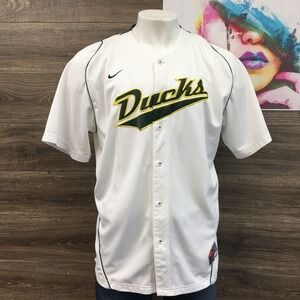 Vintage Y2K Nike Oregon Ducks Baseball Jersey White Green Yellow Team L